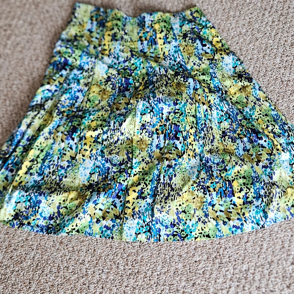 Talbots Multicolor Floral Pleated Skirt - Yellow, Blue, Green - Picture 2 of 4